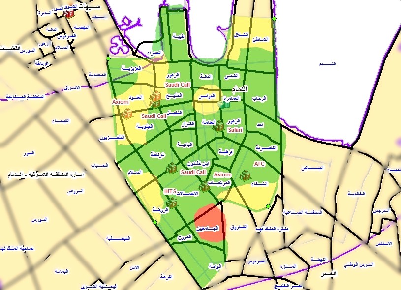 صور تظهر فيها خريطة احياء الدمام